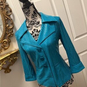 ☑️ SOLD Clara S. Blue Chic Teal Women's Blazer